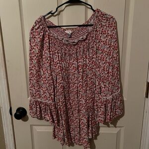 Terra & Sky Red and Pink Floral Top